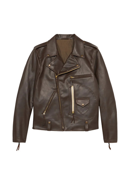  Fortela Asymmetrical-zip Leather Jacket - Brown 