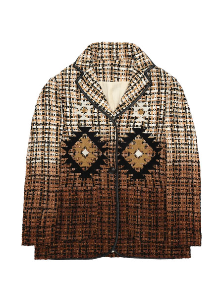  Fortela Brunor Leather-trim Patterned Blazer - Brown 