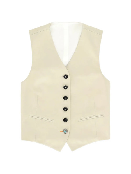  Fortela Demi Button Satin Waistcoat - Neutrals 