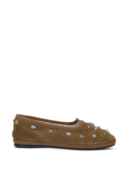  Fortela Frutate Stud Suede Ballet Flats - Brown 