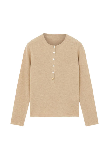  Fortela Lou Henley Buttoned Sweater - Neutrals 