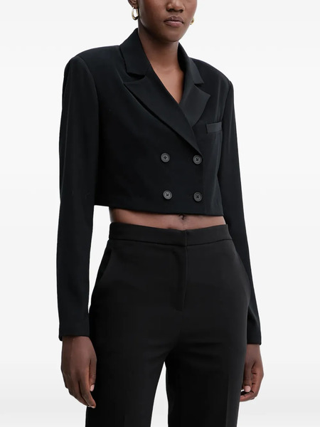  Fracomina Button Cropped Blazer - Black 