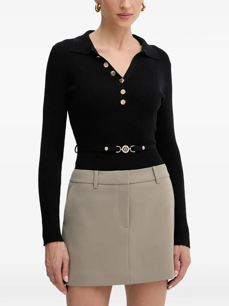  Fracomina Button Ribbed Top - Black 