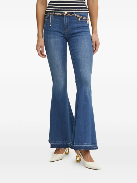  Fracomina Frayed Flared Cotton Jeans - Blue 