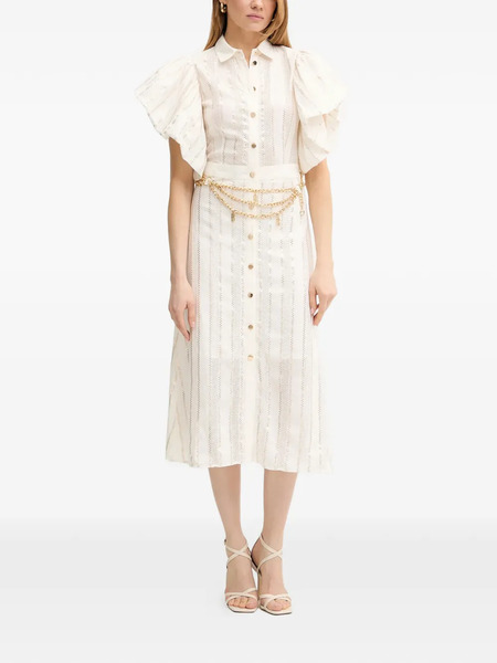  Fracomina Ruffled Buttoned Midi Dress - Neutrals 