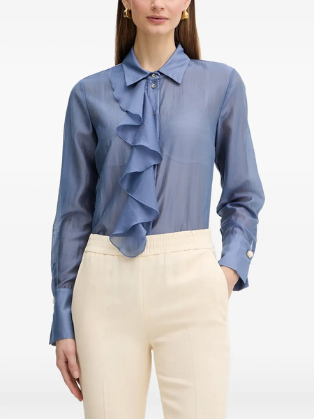  Fracomina Ruffled Buttoned Shirt - Blue 