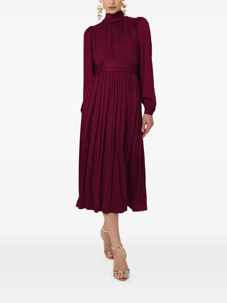  Framboise Otello Mock-neck Midi Dress - Red 