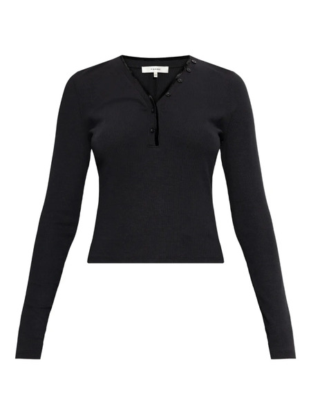  Frame Button Ribbed Top - Black 