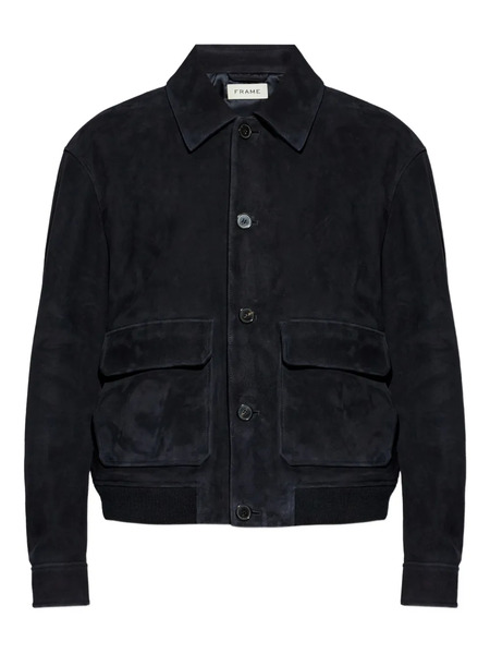  Frame Buttoned Suede Jacket - Blue 