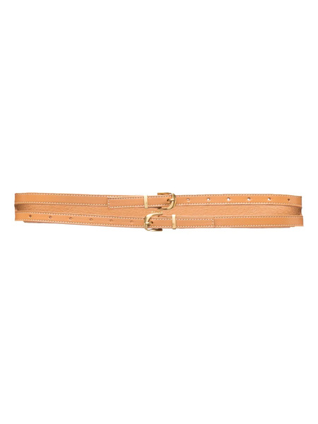  Frame Double-strap Leather Belt - Brown 