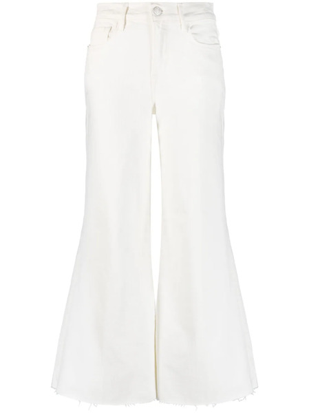  Frame Flared Cropped Cotton Jeans - White 