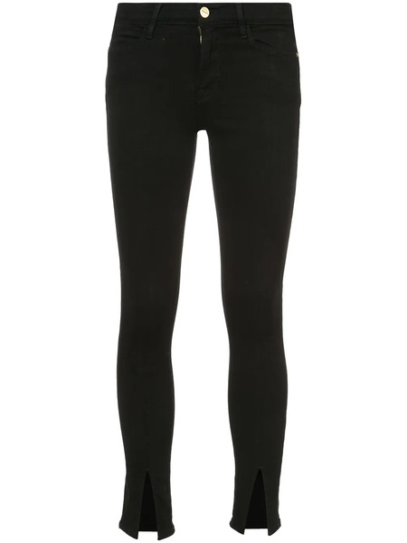  Frame Front Slit Cropped Jeans - Black 