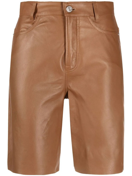  Frame High-waisted Leather Shorts - Brown 