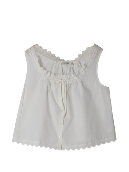  Frame Lace Trim Tank Top - White 