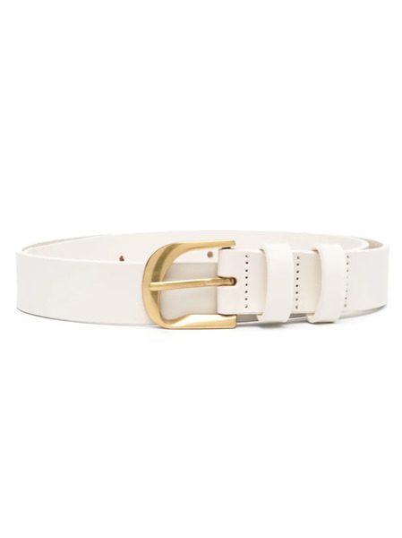  Frame Logo-engraved Buckle Leather Belt - White 