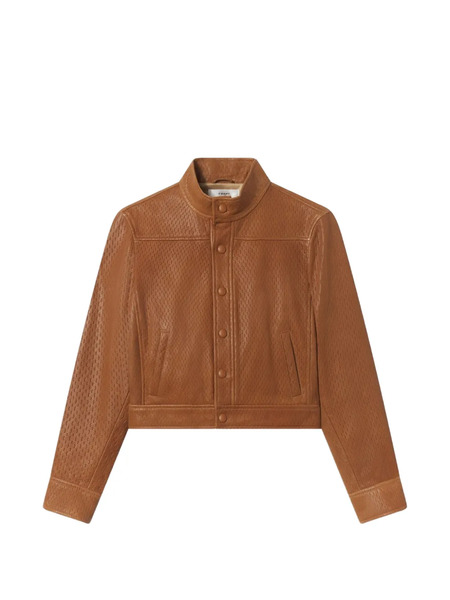  Frame Perforated Leather Jacket - Brown 