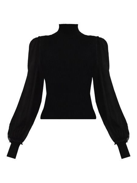  Frame Sheer-sleeve Blouse - Black 