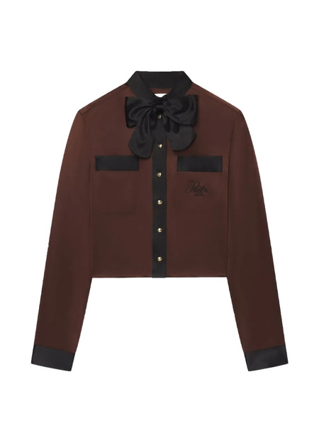  Frame X Ritz Paris Bow Pocket Blouse - Brown 