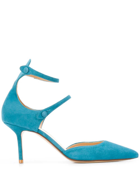  Francesco Russo Double-strap Pointed-toe Pumps - Blue 