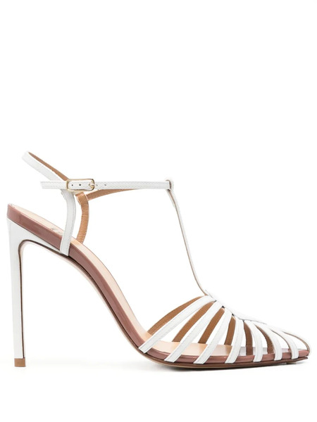  Francesco Russo 115mm Strappy Pointed-toe Pumps - White 