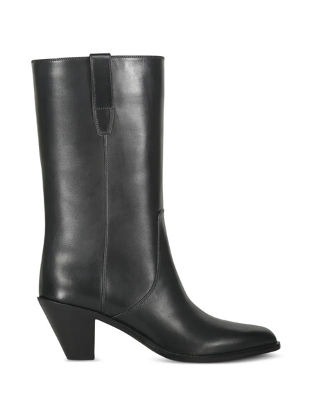  Francesco Russo Tapered-heel Leather Boots - Black 
