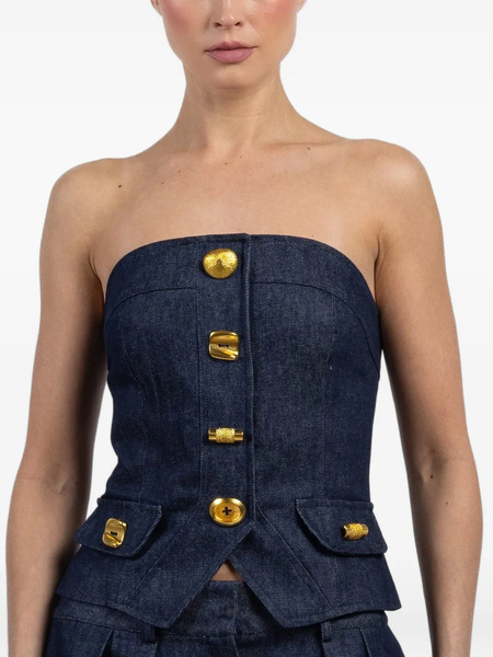  Françoise Button-fastening Top - Blue 