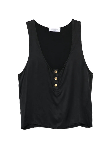  Françoise Button V-neck Top - Black 