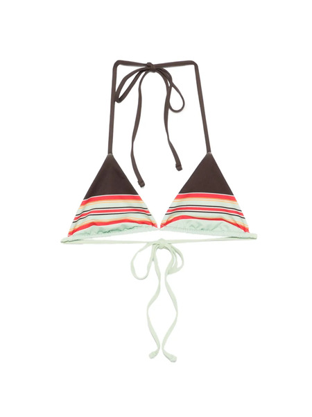  Frankies Bikinis Nick Striped Triangle Bikini Top - Green 