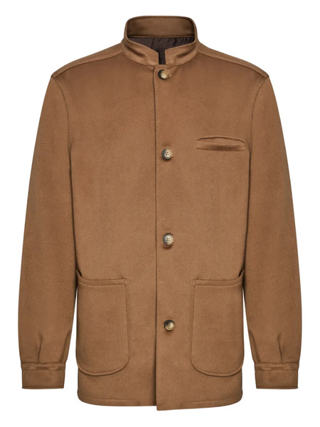  Franzese Collection Button Collar Jacket - Brown 