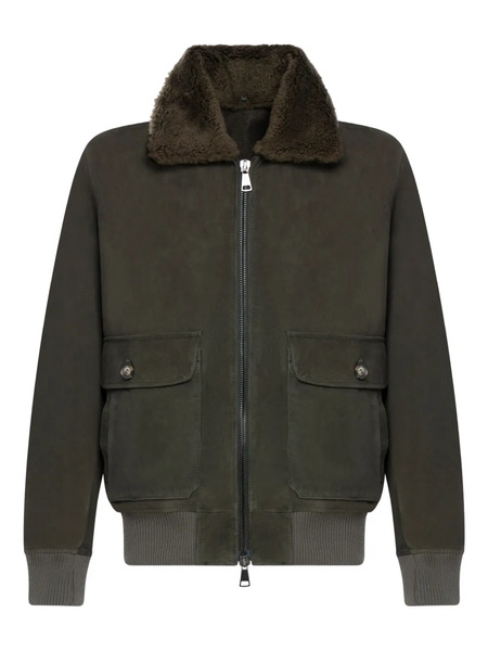  Franzese Collection Collar Leather Jacket - Green 