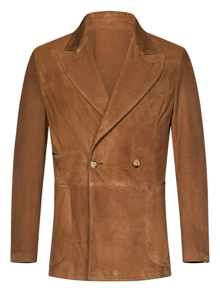  Franzese Collection Double-breasted Peak-lapel Suede Jacket - Brown 