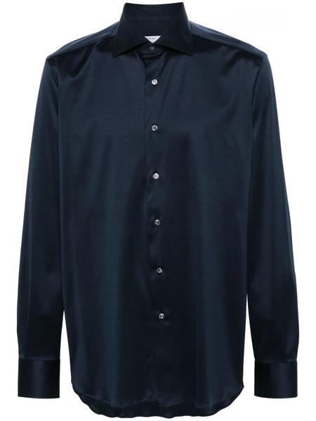  Fray Cutaway-collar Shirt - Blue 