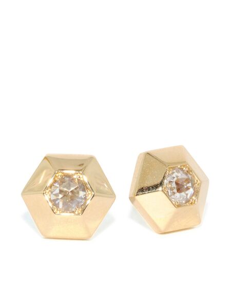  Fred Leighton 18kt Yellow Gold Diamond Hexagonal Stud Earrings 