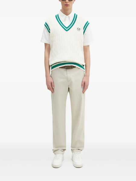  Fred Perry Cable-knit V-neck Sweater Vest - Neutrals 