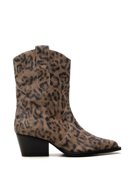  Free People Leopard-print Cowboy Boots - Neutrals 