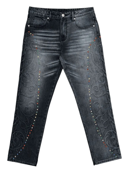  Free Refills Cathedral Rhinestone Jeans - Grey 