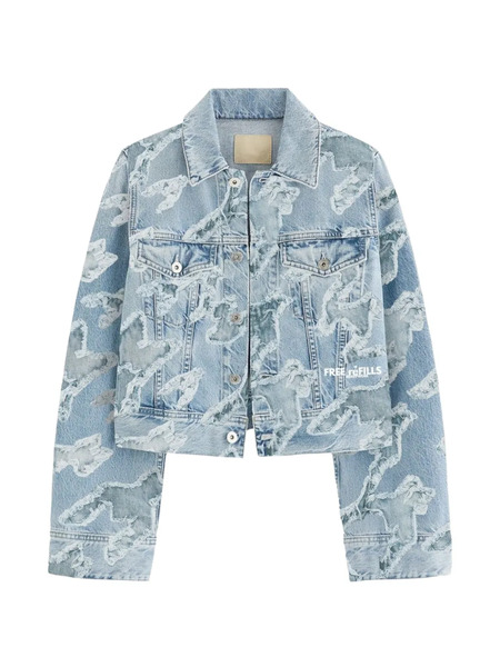  Free Refills Distressed Denim Jacket - Blue 