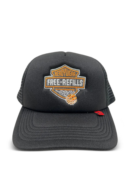  Free Refills Harley Embroidered-logo Trucker Cap - Black 