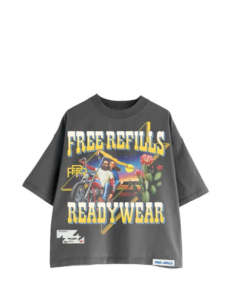  Free Refills Printed T-shirt - Grey 