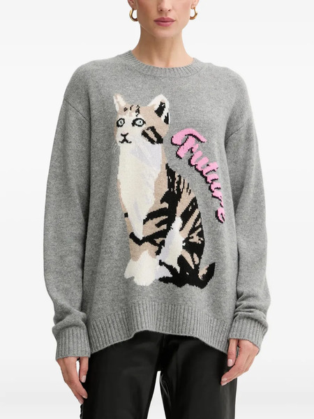  From Future Cat-detail Sweater - Grey 