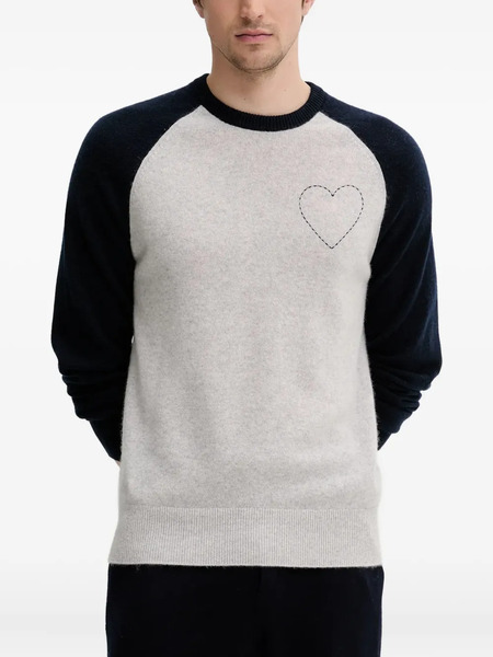  From Future Heart-appliqué Raglan-sleeve Sweater - Grey 
