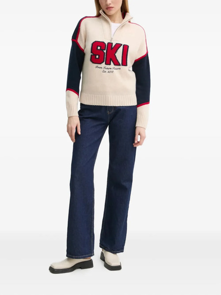  From Future Ski-graphic Zip-up Sweater - Neutrals 