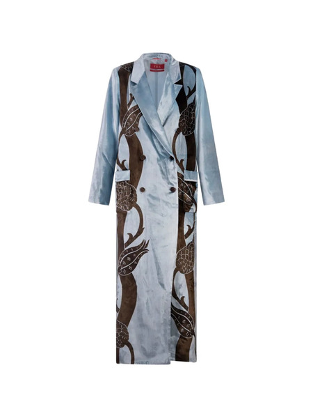  F.r.s For Restless Sleepers Double-breasted Floral Coat - Blue 