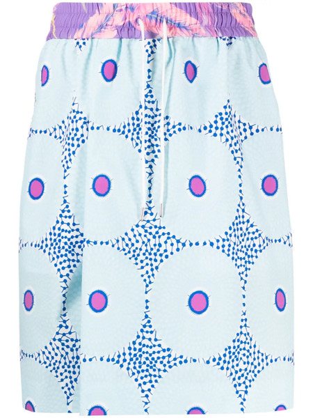  Fumito Ganryu Graphic-print Drawstring Shorts - Blue 