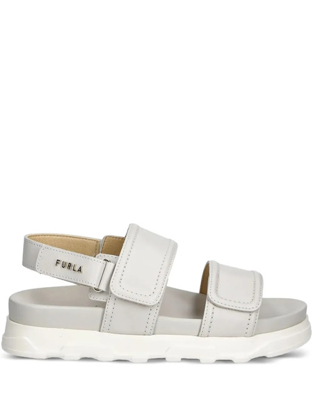  Furla Double-strap Logo-plaque Sandals - Neutrals 