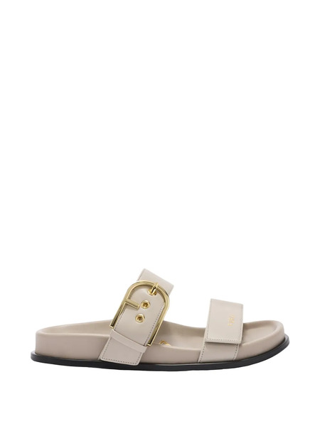  Furla Solea Buckle Strap Leather Sandals - Neutrals 