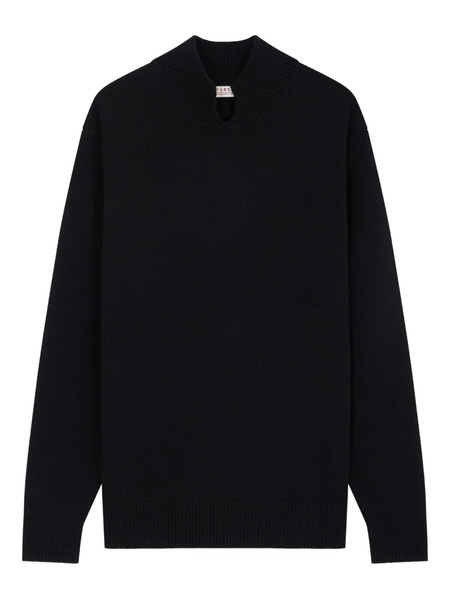 Fursac High-neck Split-neck Sweater - Black 