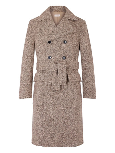  Fursac Tweed-belted Double-breasted Coat - Brown 