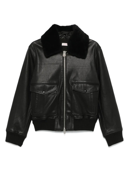 Fursac Zip-up Leather Jacket - Black 