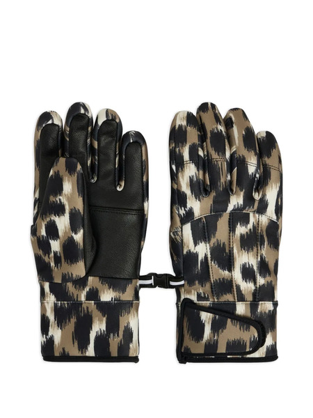  Fusalp Glacier Leopard-print Leather-palm Gloves - Brown 